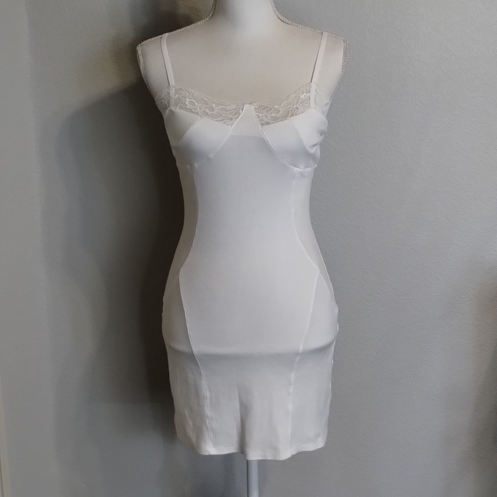Samantha Chang Lingerie Medium Starlight Soft Cotton Knit Corset Chemise